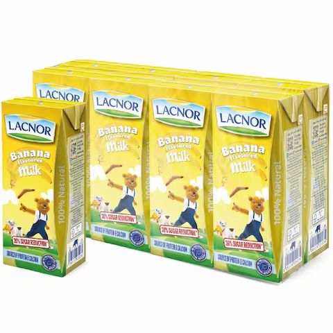 Lacnor Essentials Banana Flavoured Milk, 8x180ml