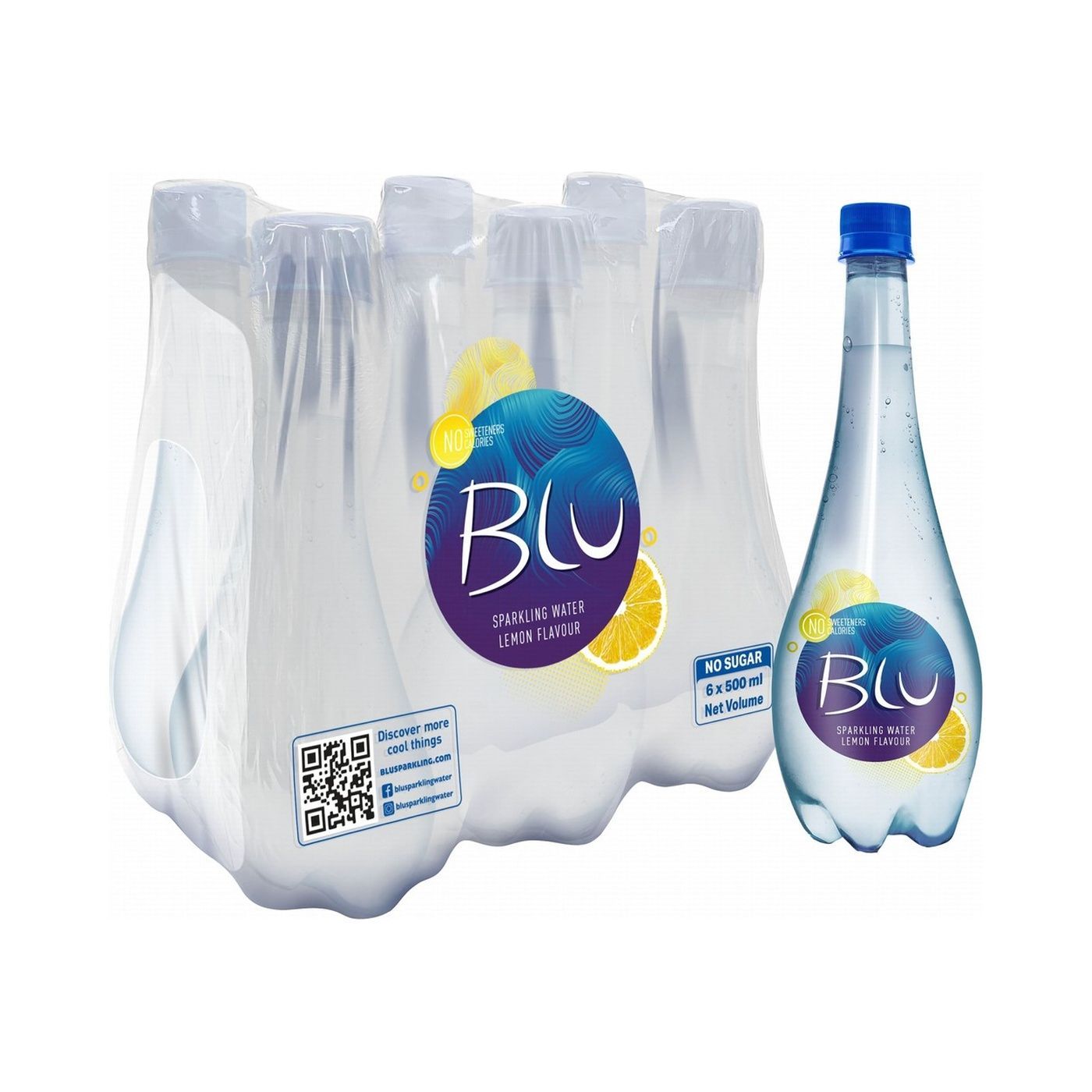 Blu Lemon Sparkling Water, 6x500ml