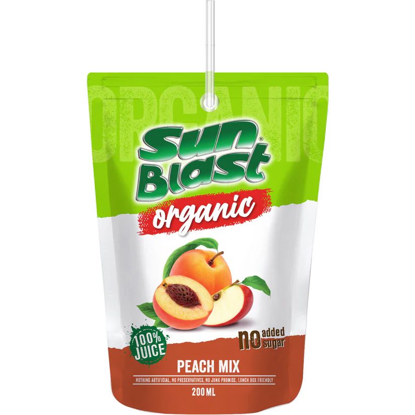 Sun Blast Organic Peach Mix Juice, 200ml