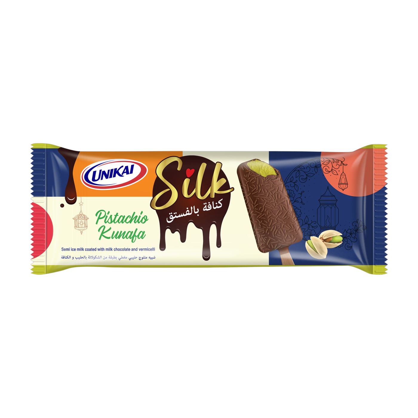 Unikai Silk Pistachio Kunafa Ice Cream Stick, 65ml