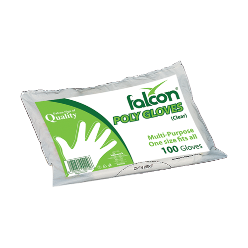 Falcon Clear Bio-Degradable PE Plastic Gloves, 100pieces