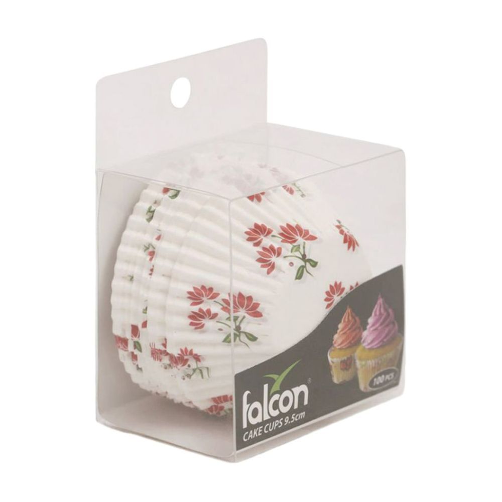 Falcon 100-Piece Floral Printed Cake Cups 9.5cm