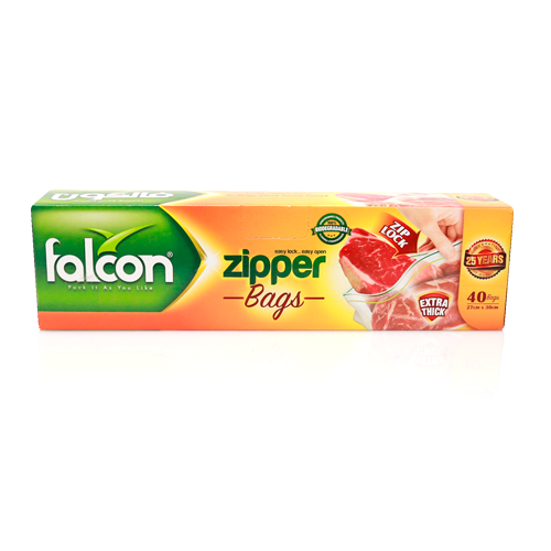 Falcon Freezer Zipper Bag, 30x27cm (1 Pack x 40 Bags)