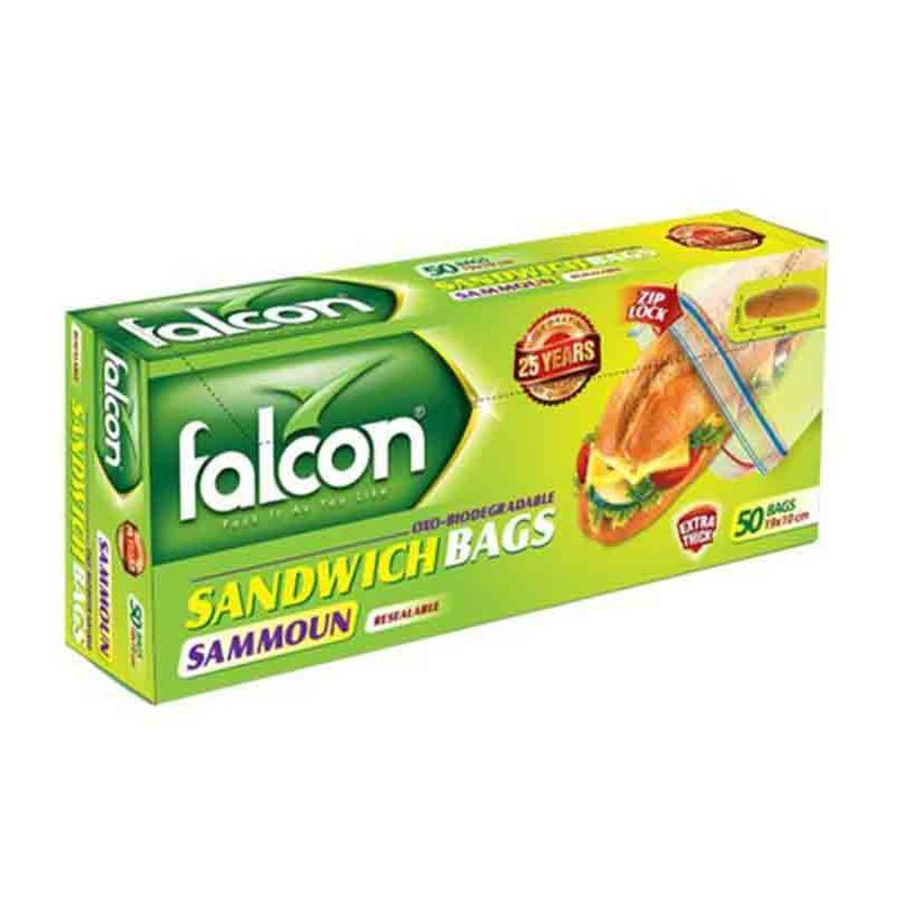 Falcon 50-Piece Sammoun Resealable Sandwich Bags