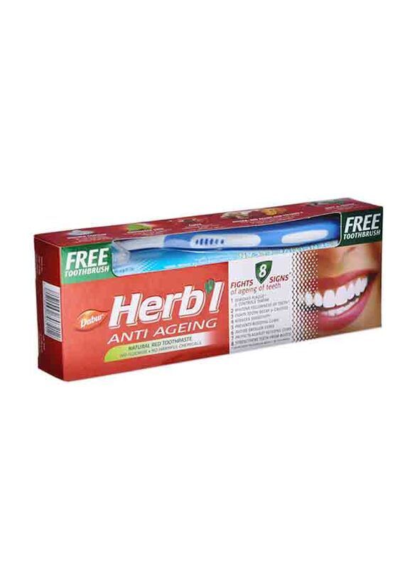 Dabur Anti Ageing Herbal Toothpaste, 150g + Toothbrush Free