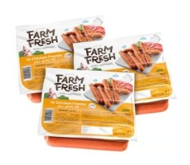 Farm Fresh Frozen Chicken Franks, 3x340g