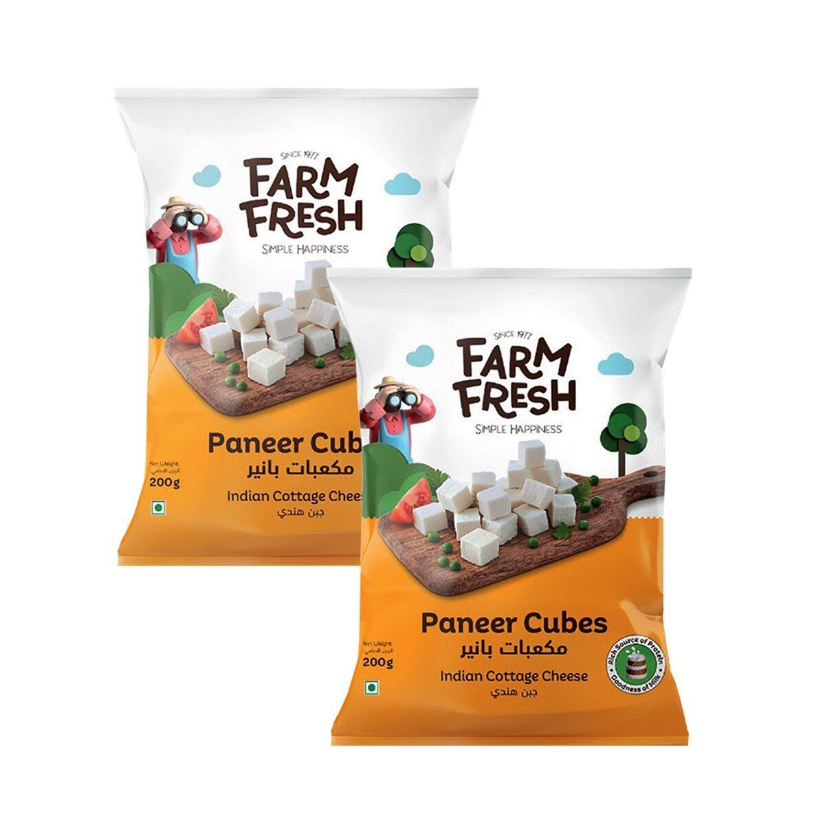 Farm Fresh Paneer Cubes, 2x200g