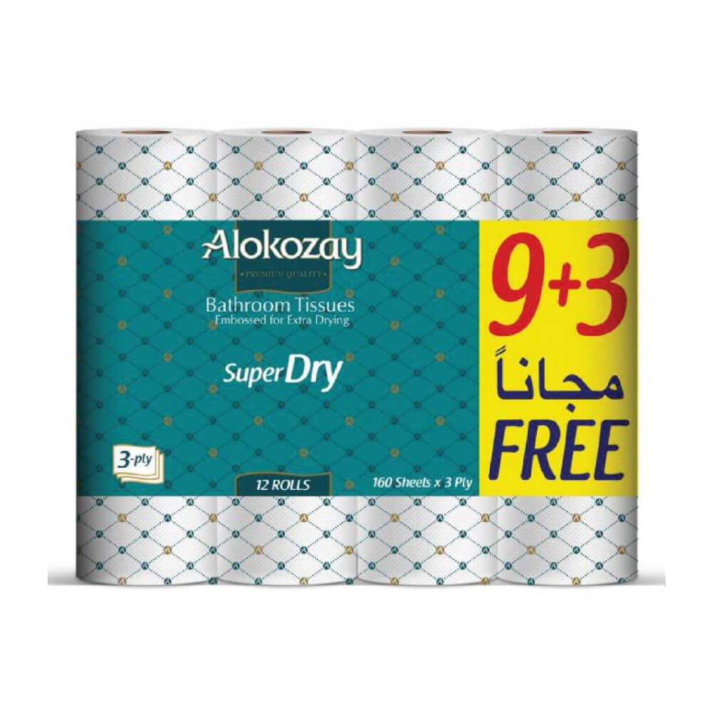 Alokozay Bathroom Tissues Super Dry, 12 Rolls