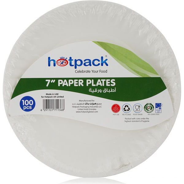 Hotpack Paper Plate 7Inch 100Pcs Pkt