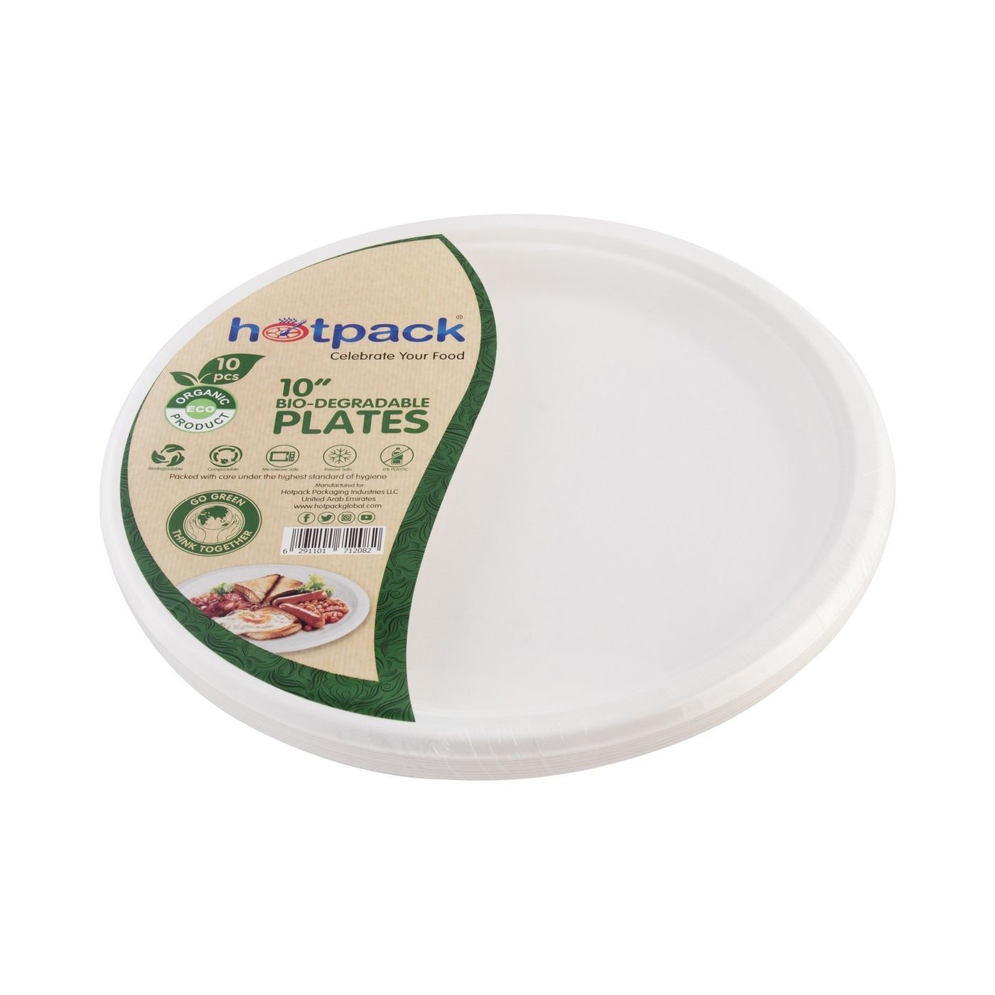 Hotpack Bio Degradable Paper Pulp Plate, 10inchX10