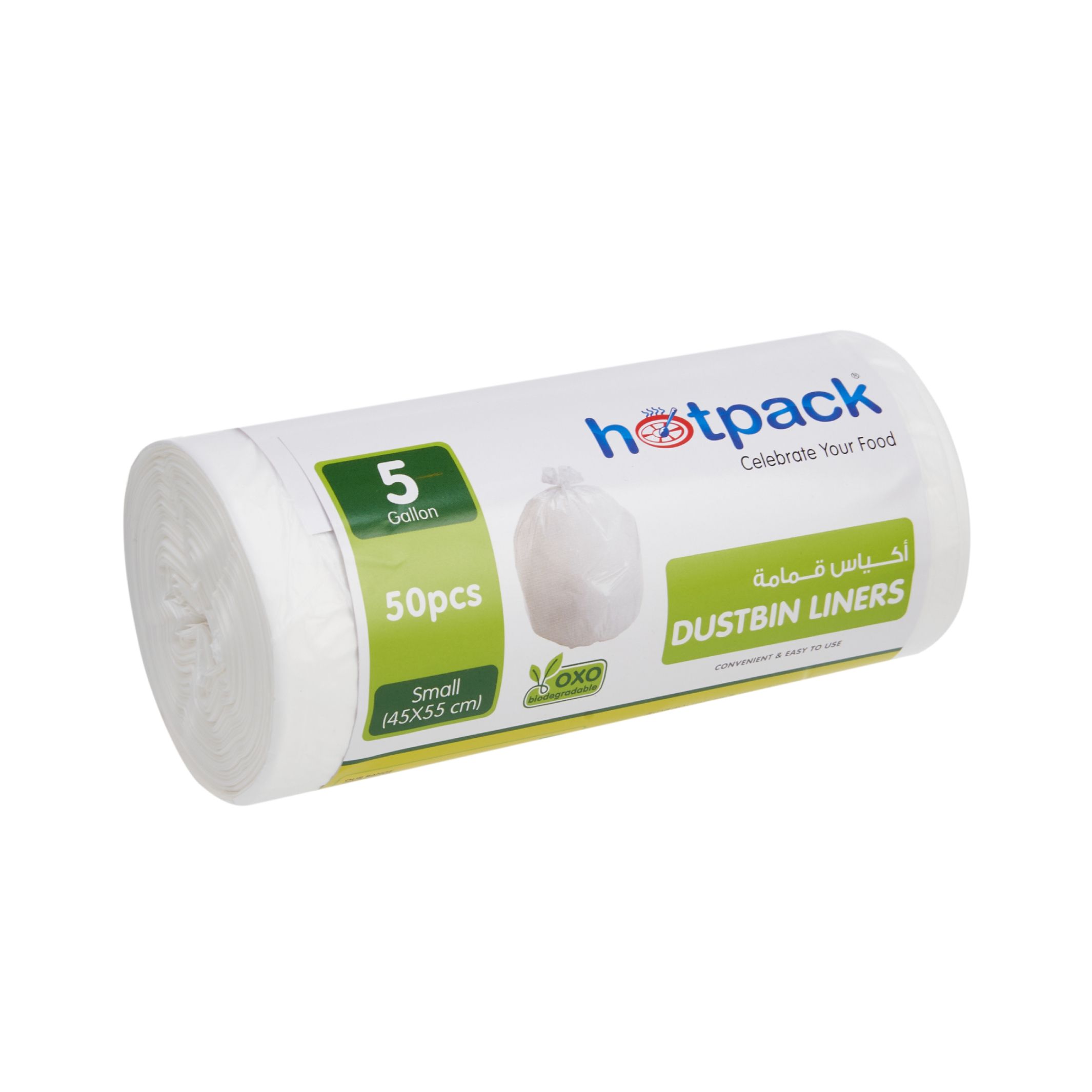 Hotpack Dustbin Liners White Roll, 45x55cm, 5 Gallon, 50 Pieces