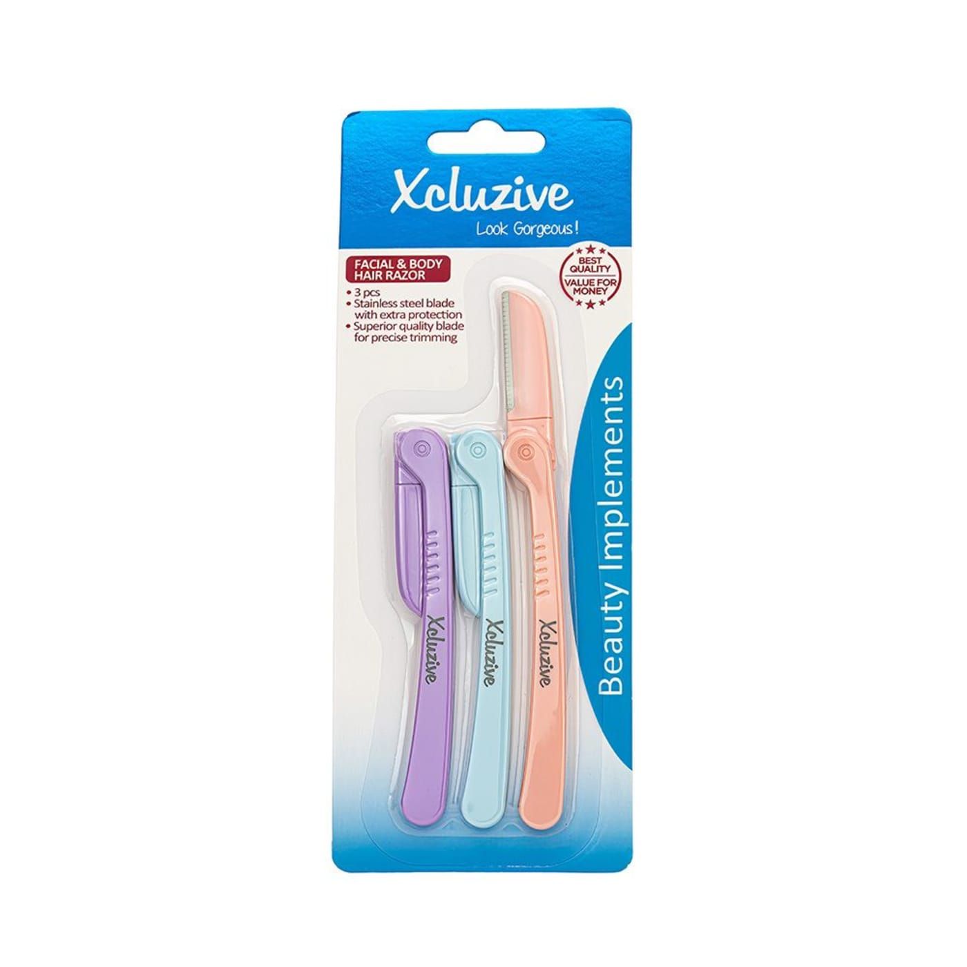 Xcluzive Facial & Body Hair Razor, 3 Pieces