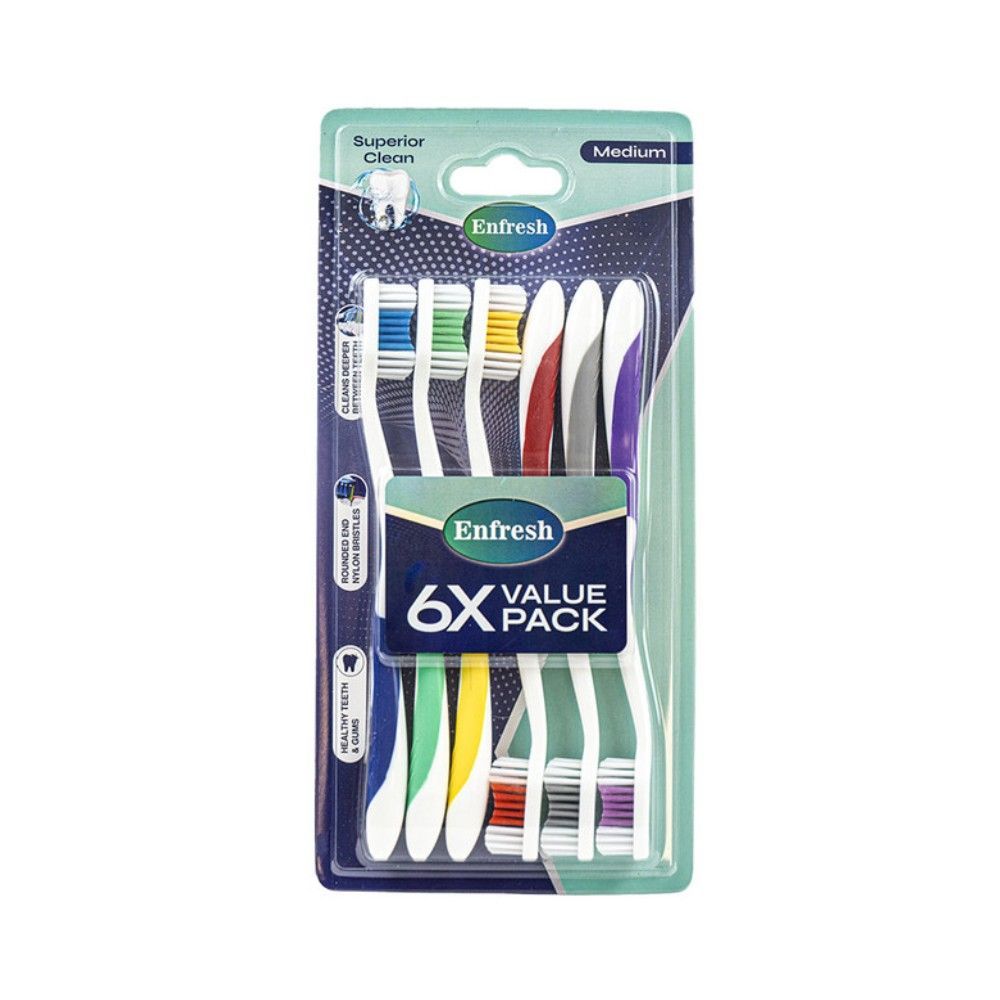 Enfresh Medium Toothbrush Pack, 6 Pieces