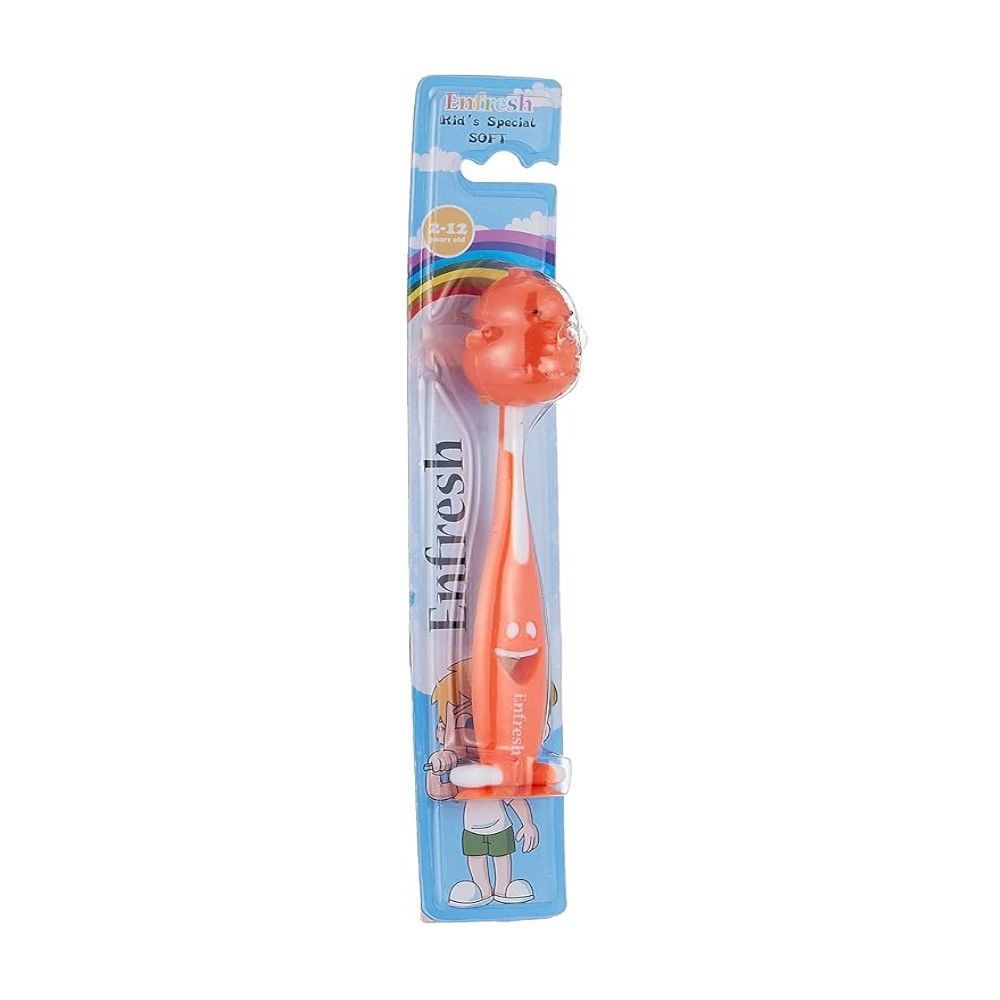 Enfresh Kid's Special Orange Color Soft Toothbrush with Cap 2-12 Years, 1 Piece