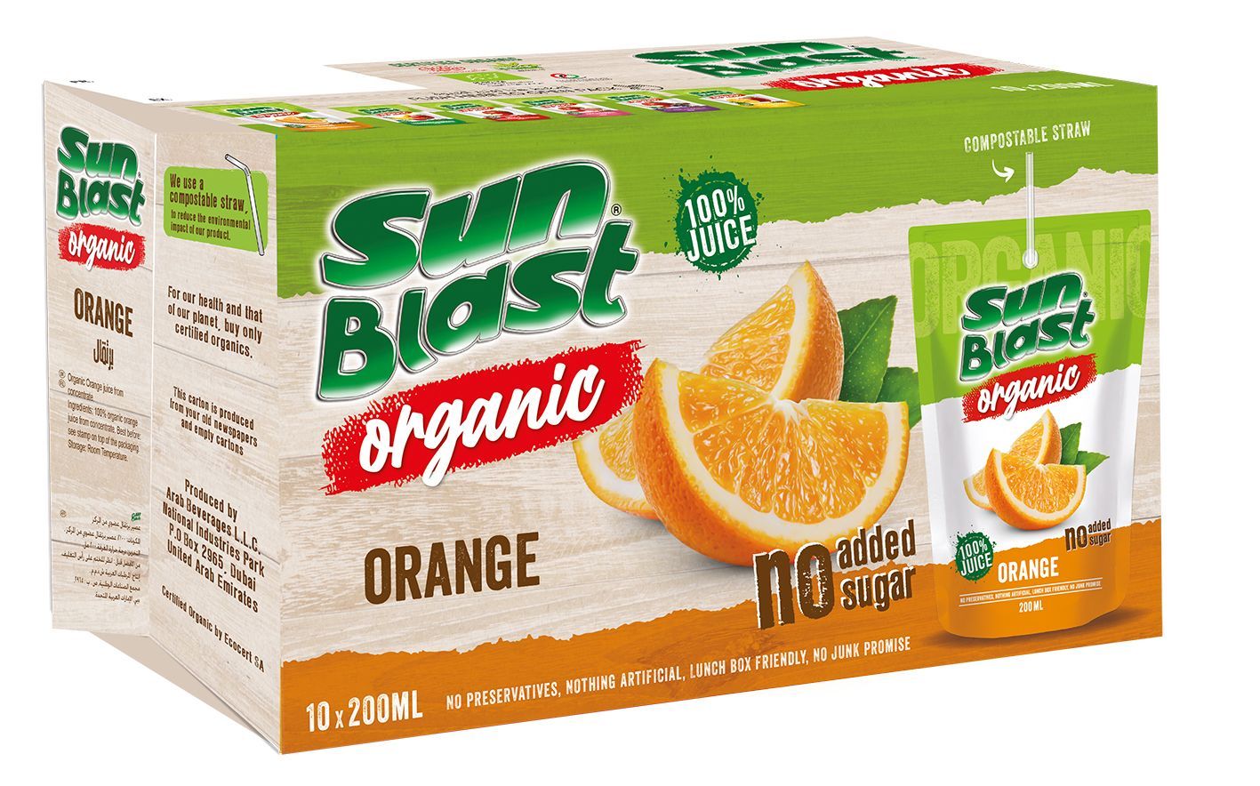 Sun Blast Organic Orange Juice, 10x200ml