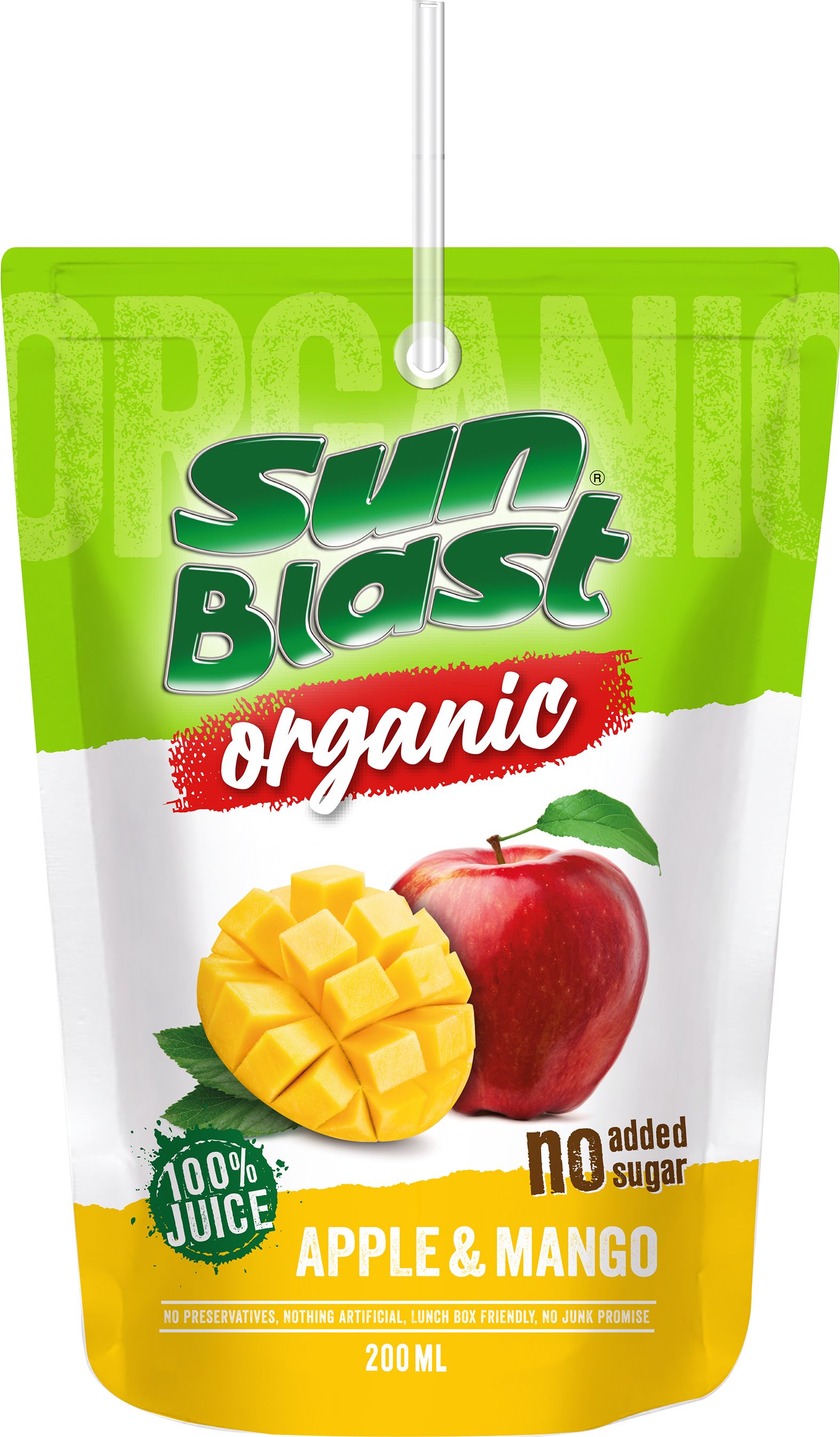 Sun Blast 100% Organic Apple & Mango Juice No Added Sugar, 200ml