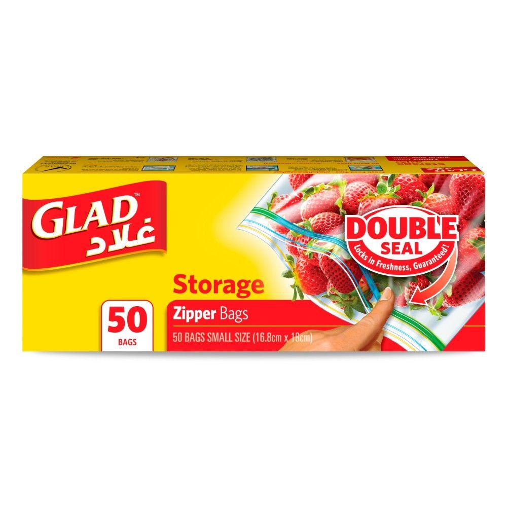 Glad Storage Zipper Bags (27.4x26.5cm), 50 Bags