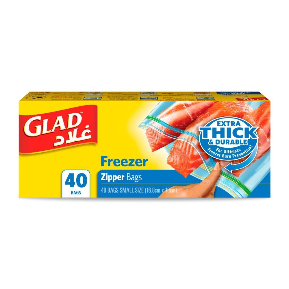 Glad Freezer Zipper Bags (16.8x18cm), 40 Bags
