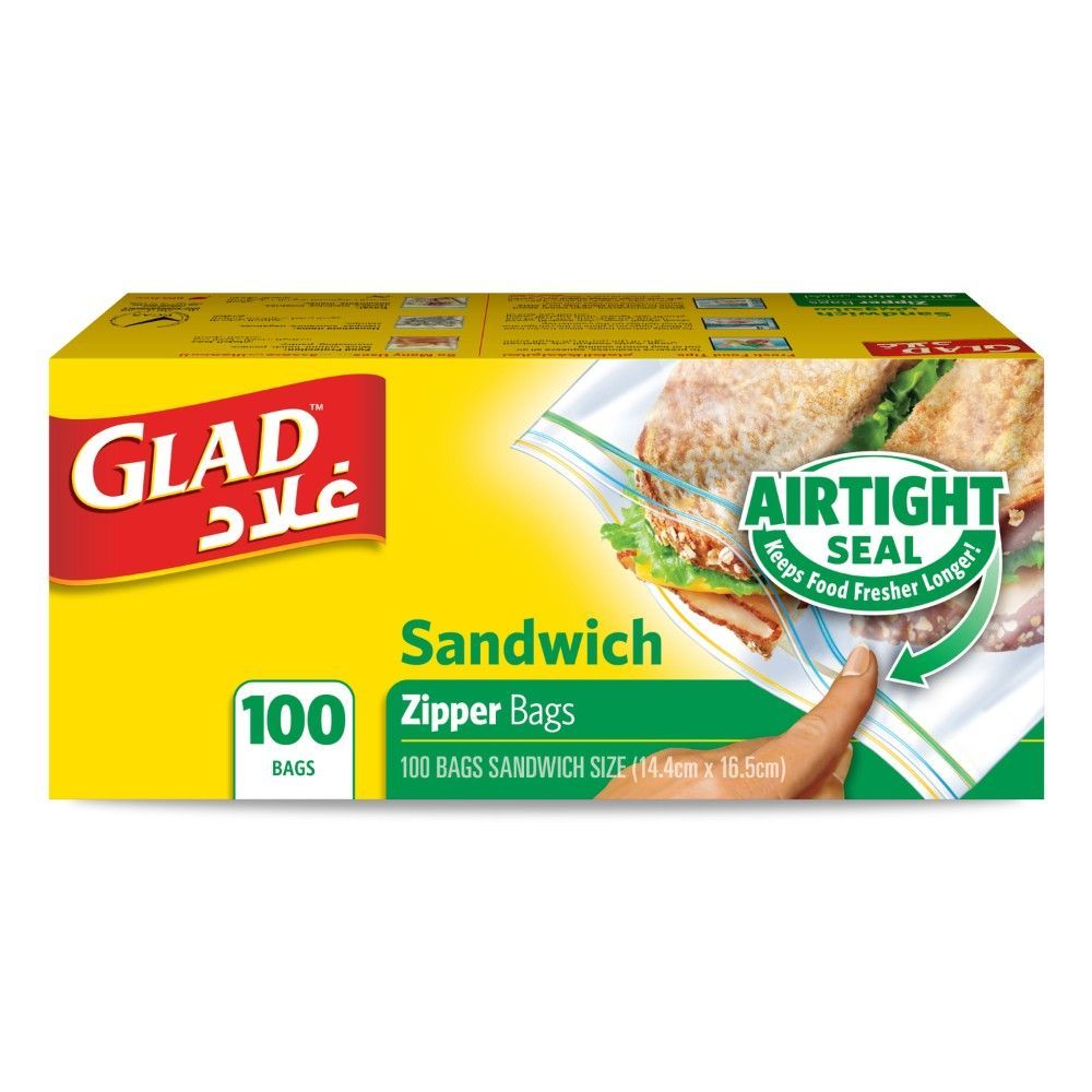 Glad Sandwich Zipper Bags (14.4x16.5cm), 100 Bags