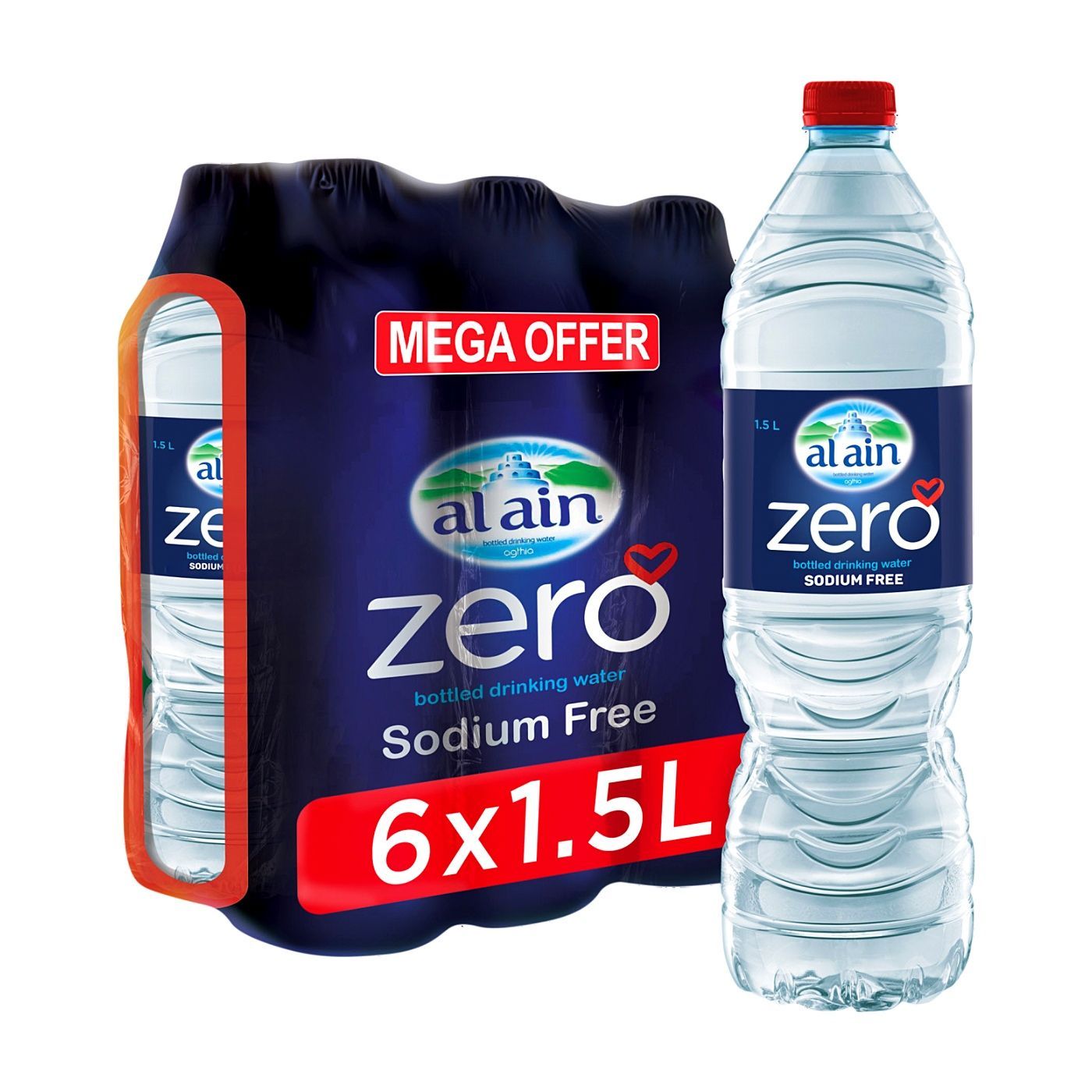 Al Ain Zero Bottled Drinking Water, 6x1.5L