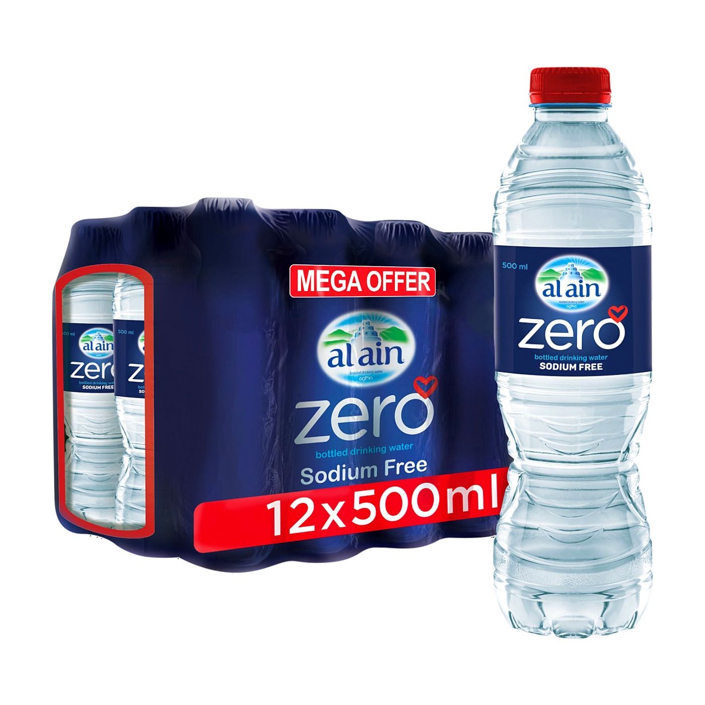 Al Ain Zero Bottled Drinking Water, 12x500ml