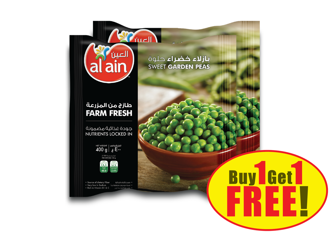 Al Ain Frozen Green Peas, 2x400g