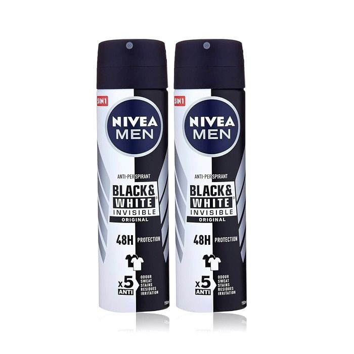 Nivea Men Invisible for Black & White Deodorant Spray, 2x150ml