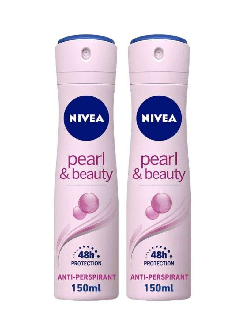 Nivea Pearl & Beauty Anti-Perspirant Deodorant Spray for Women, 2x150ml