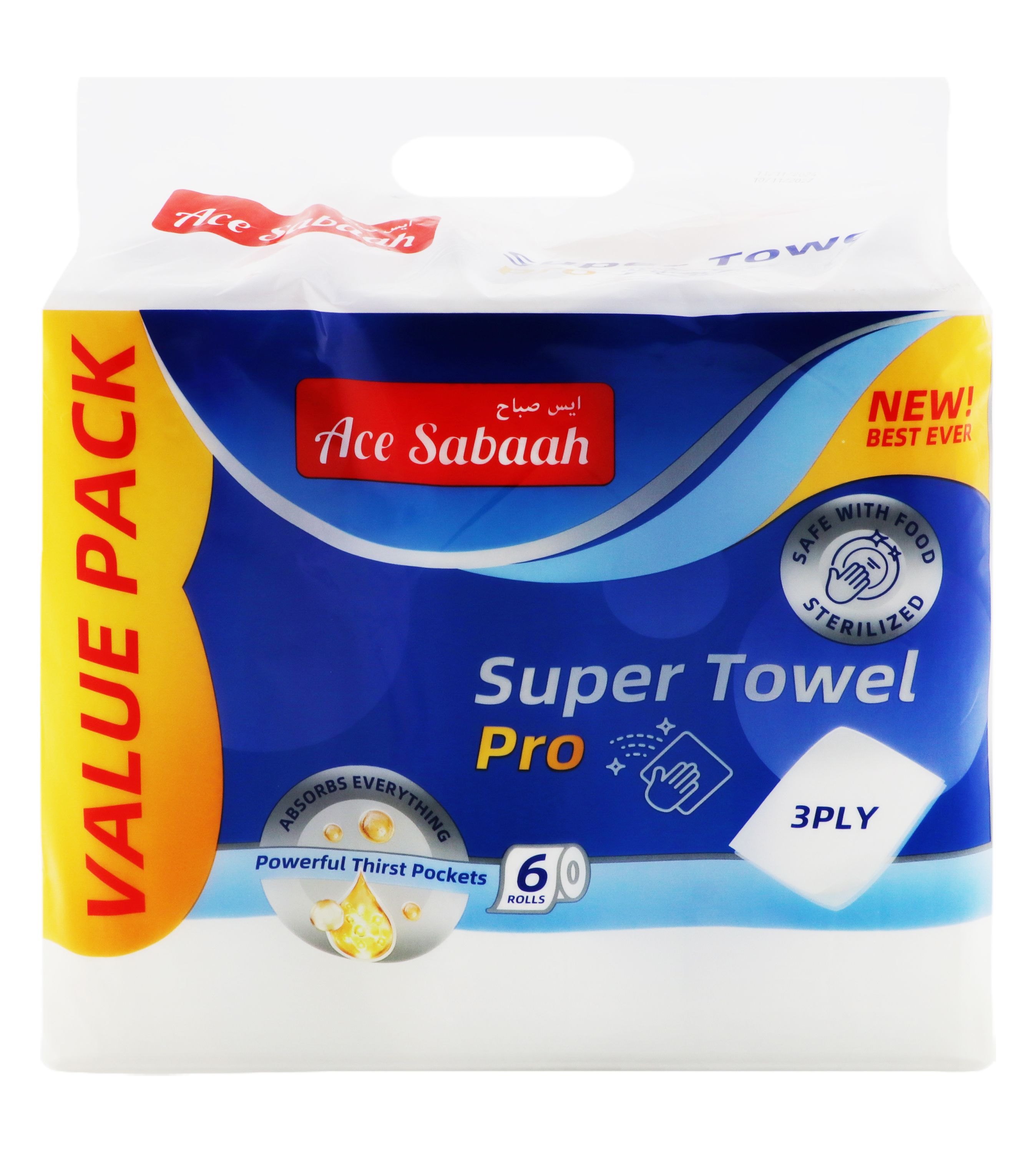 Ace Sabaah 3 Ply Super Towel, 6 Pieces