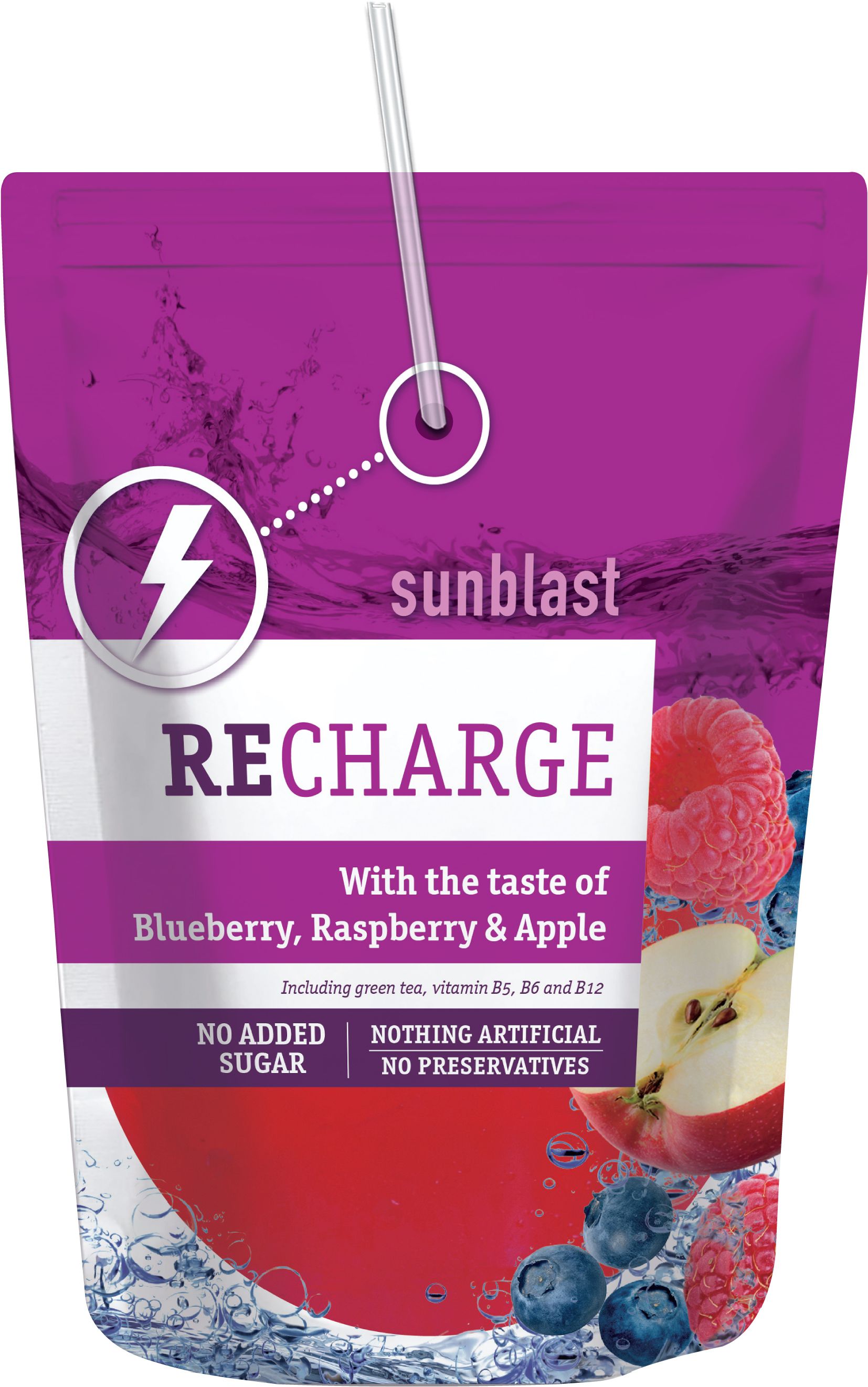 Sun Blast Recharge No Added Sugar BlueBerry-Raspberry-Apple 200 ml