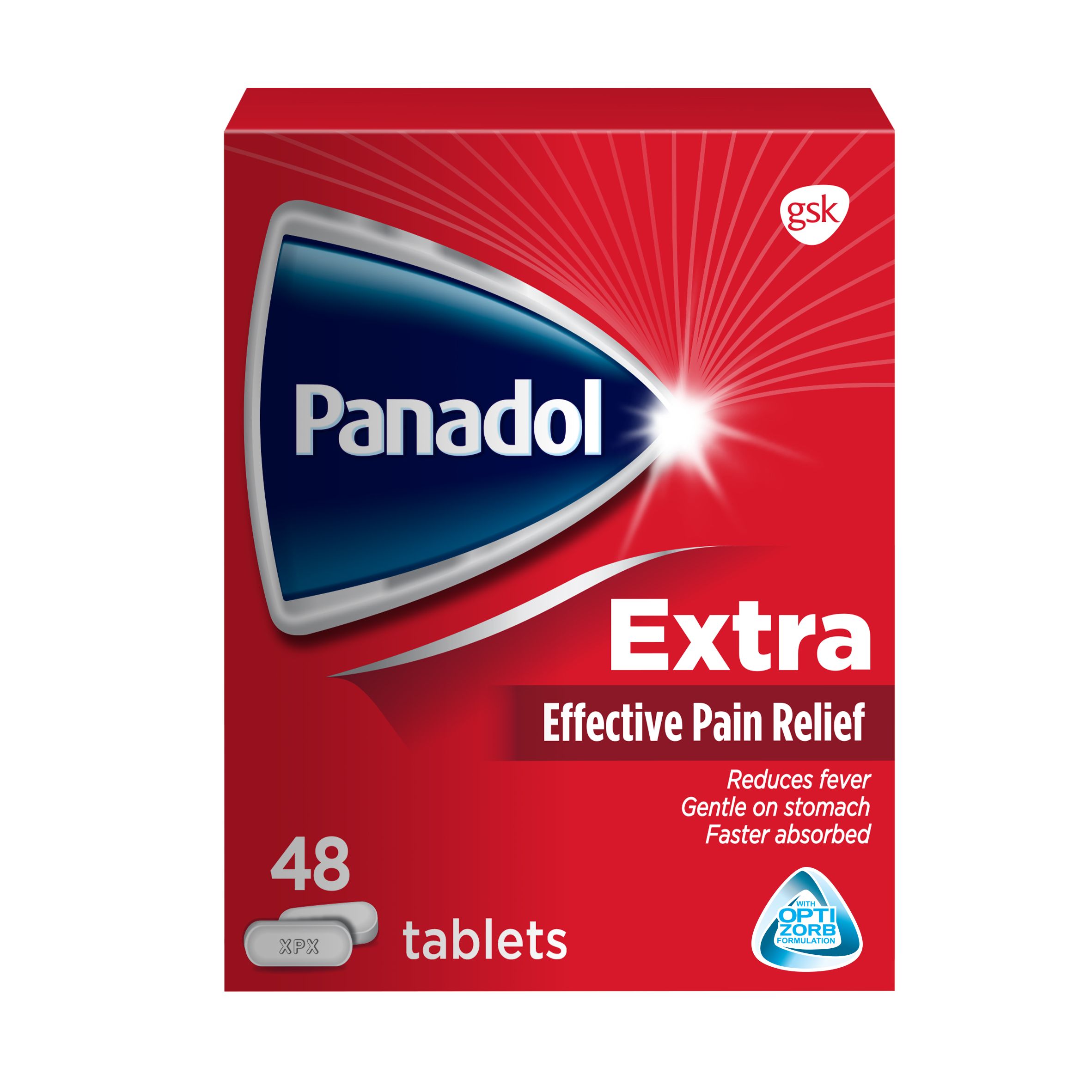 Panadol Extra With Optizorb For Tough Pain Relief, 48 Tablets