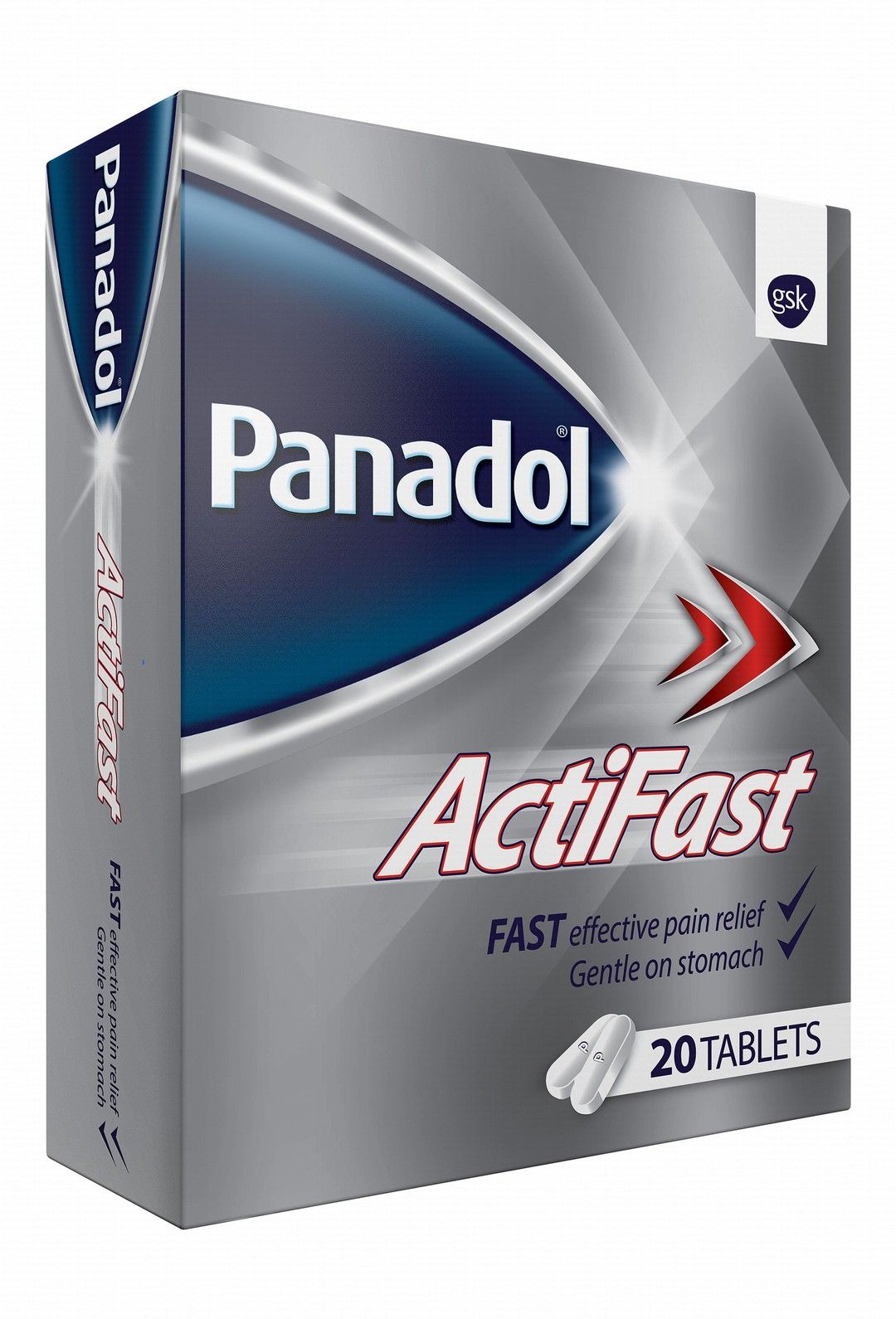 Panadol Actifast 500mg Paracetamol for Pain Relief, 20 Tablets