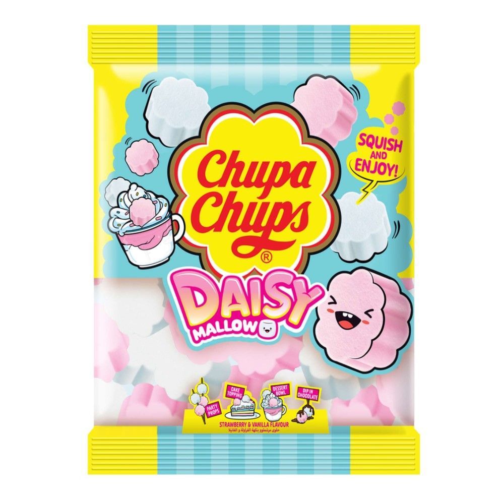 Chupa Chups Daisy Mallow Strawberry & Vanilla Flavor Marshmallow, 280g