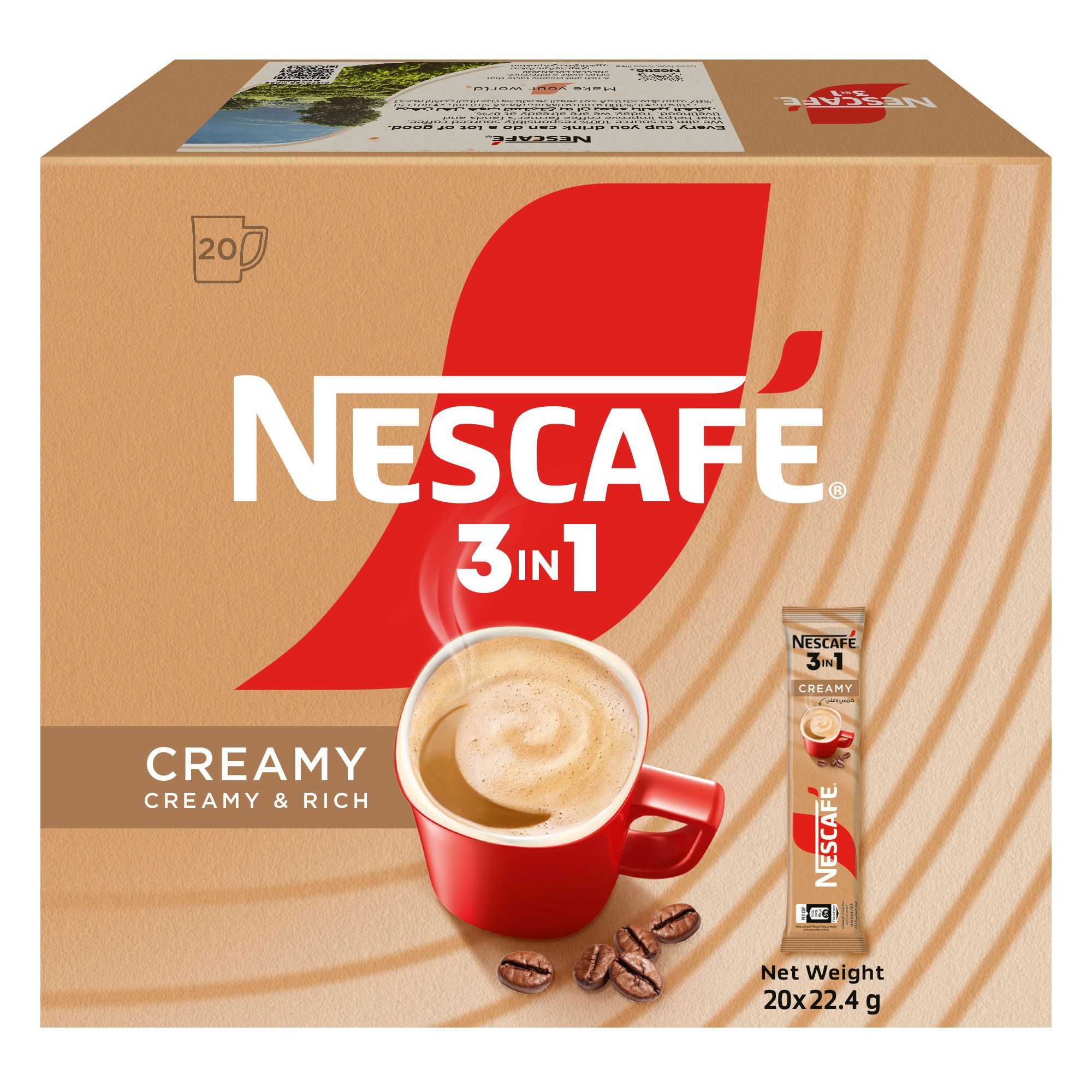 Nescafe 3-in-1 Creamy Latte Coffee Mix Sachets, 20x22.4g