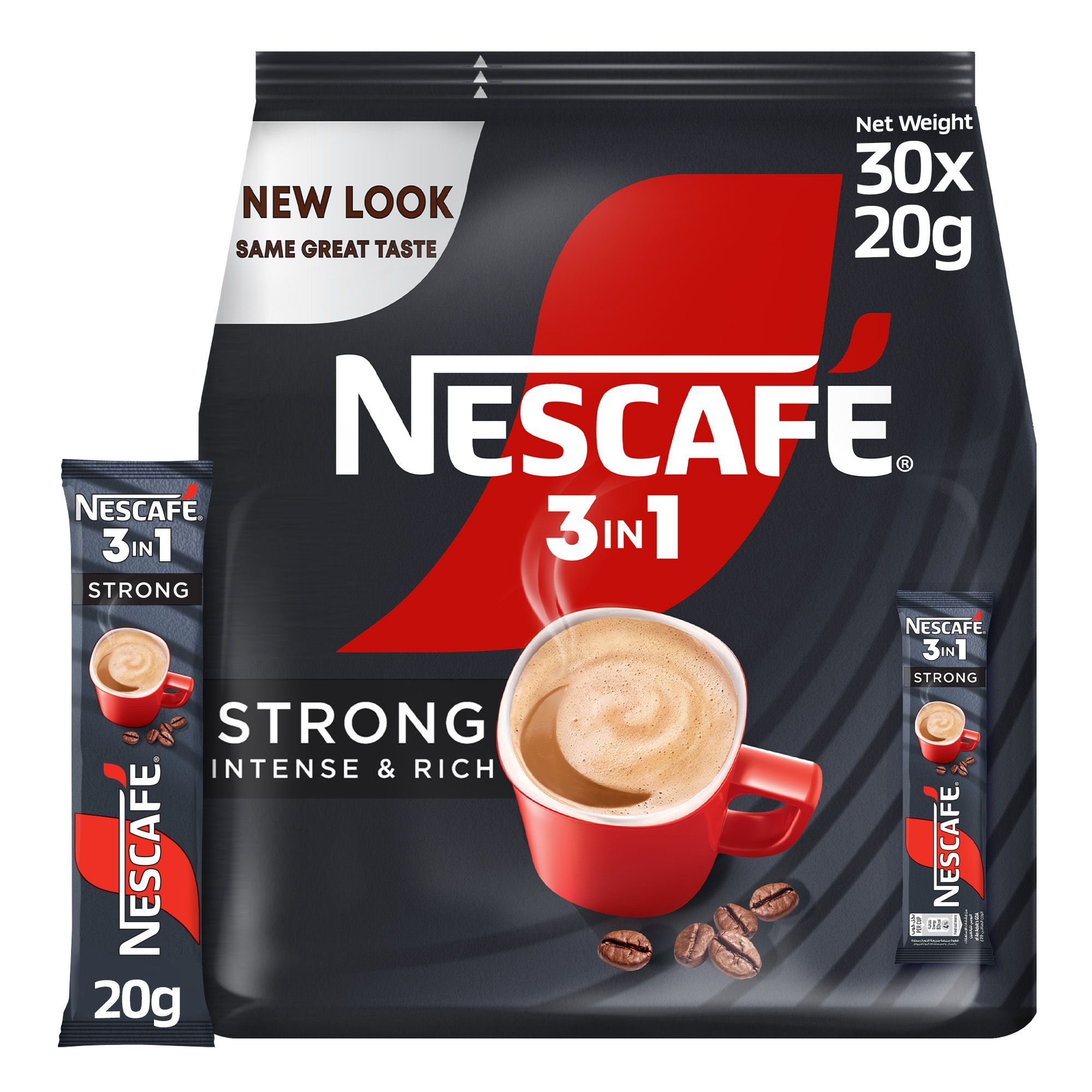 Nescafé 3in1 Strong Intense & Rich Instant Coffee Sticks, 30x20g