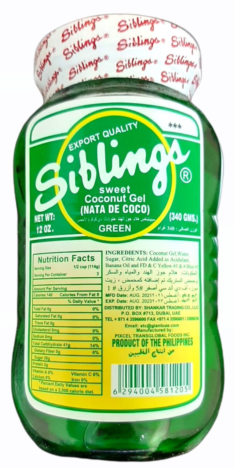 Siblings Sweet Green Coconut Gel Nata De Coco 340 g