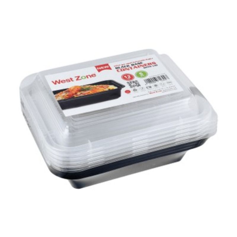 West Zone Black Base Rectangular Container with Lid, 354ml