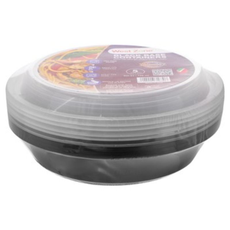 West Zone Black Base Round Container with Lid