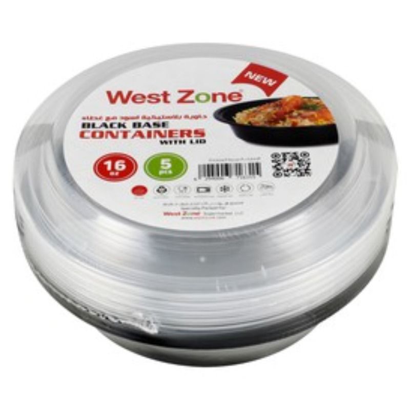 West Zone Black Base Round Container with Lid, 473ml