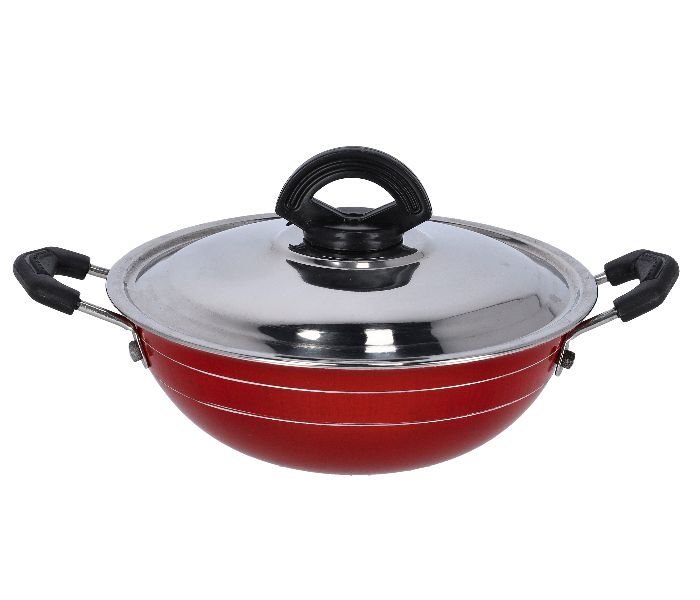 Royalford RF10005 Nonstick Mini Kadai with Stainless Steel Lid 18cm