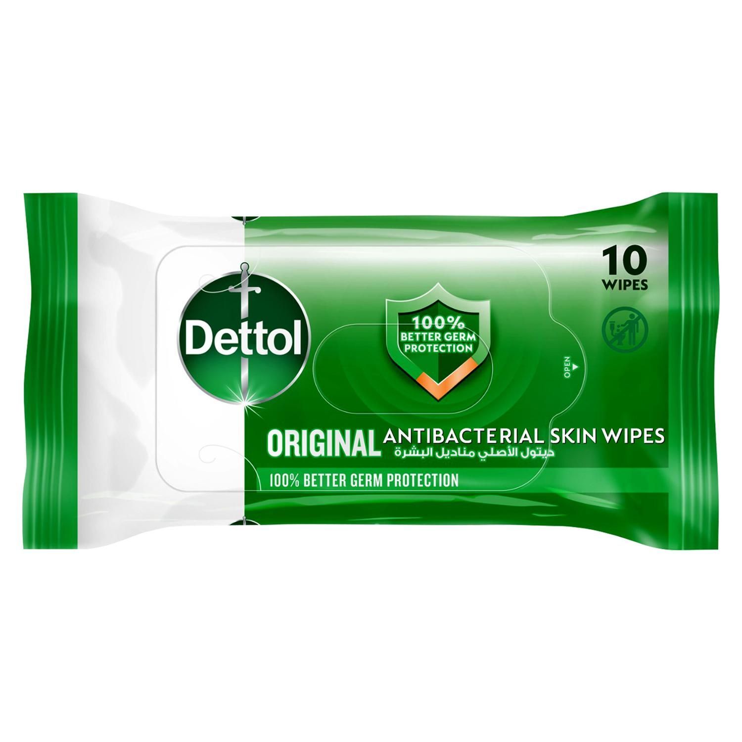 Dettol Original Antibacterial Skin and Surface Wipes, 10 Wipes