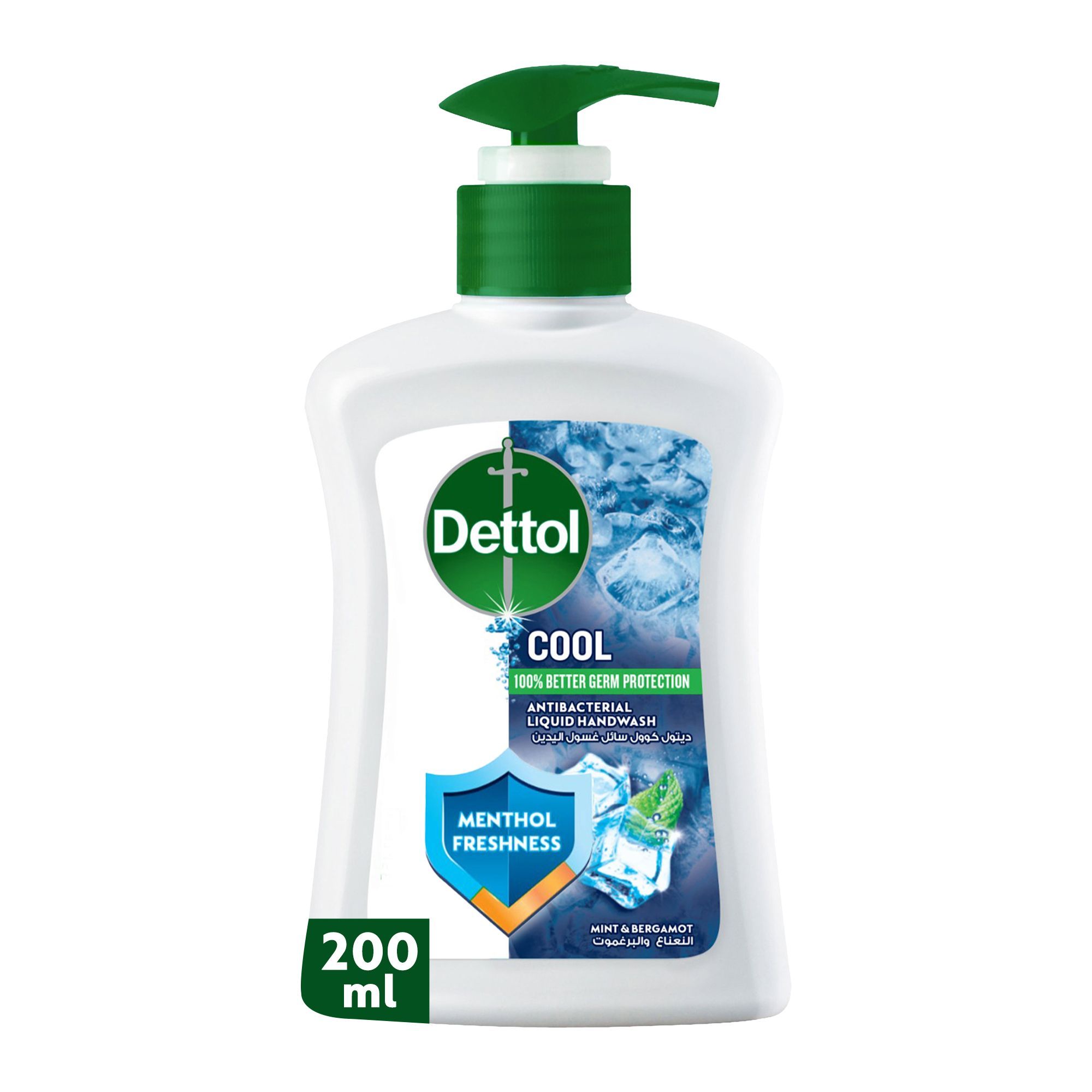 Dettol Cool Pump, Mint & Bergamot Scent Liquid Handwash, 200ml
