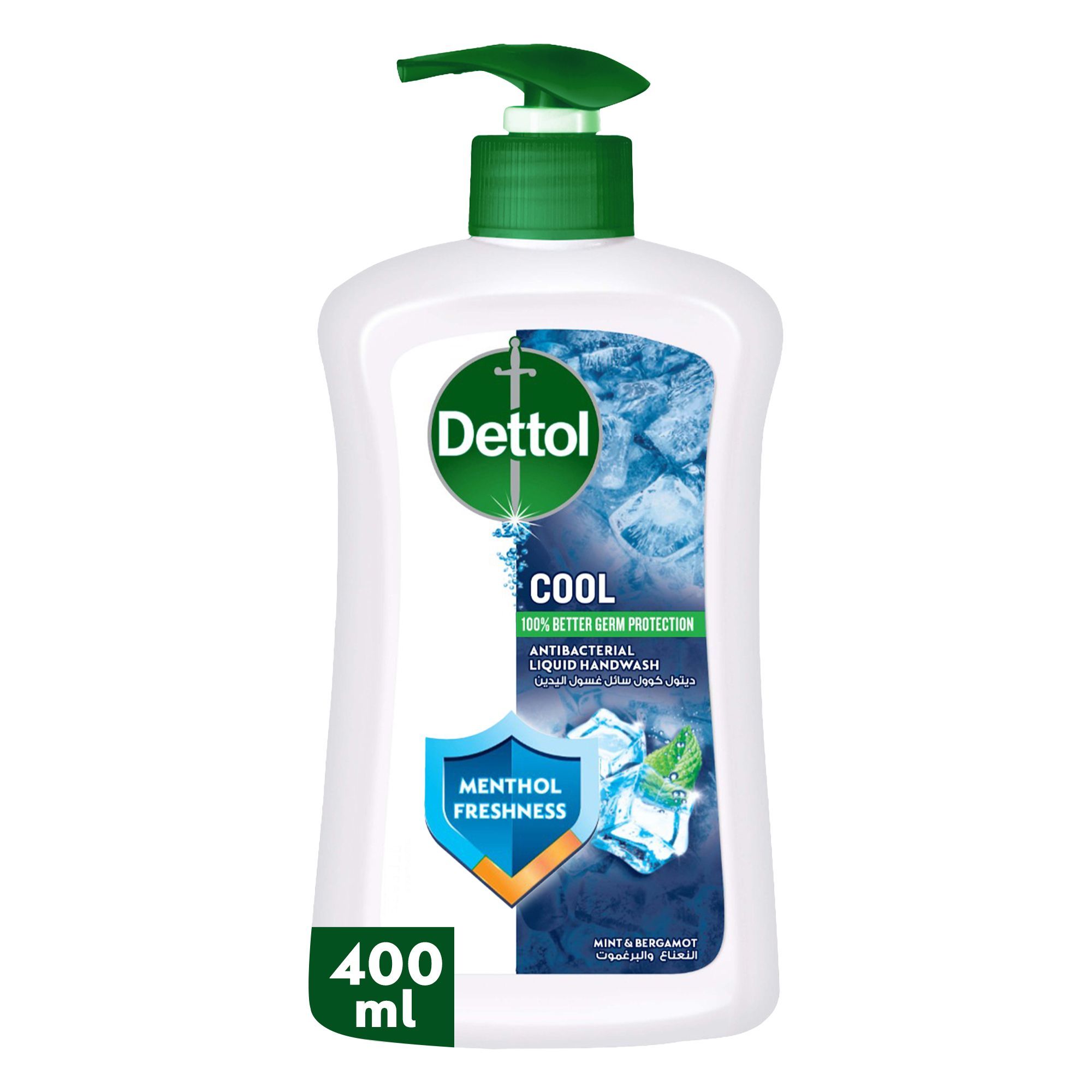 Dettol Cool Pump, Mint & Bergamot Scent Liquid Handwash, 400ml