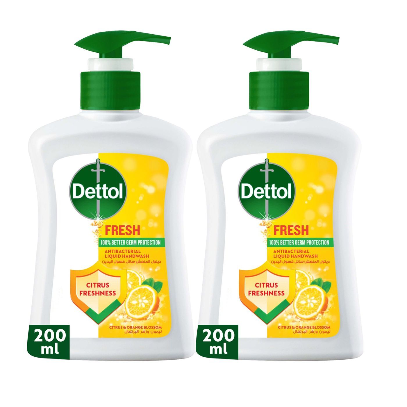 Dettol Fresh Citrus & Orange Blossom Scent Liquid Handwash Pump, 2x200ml