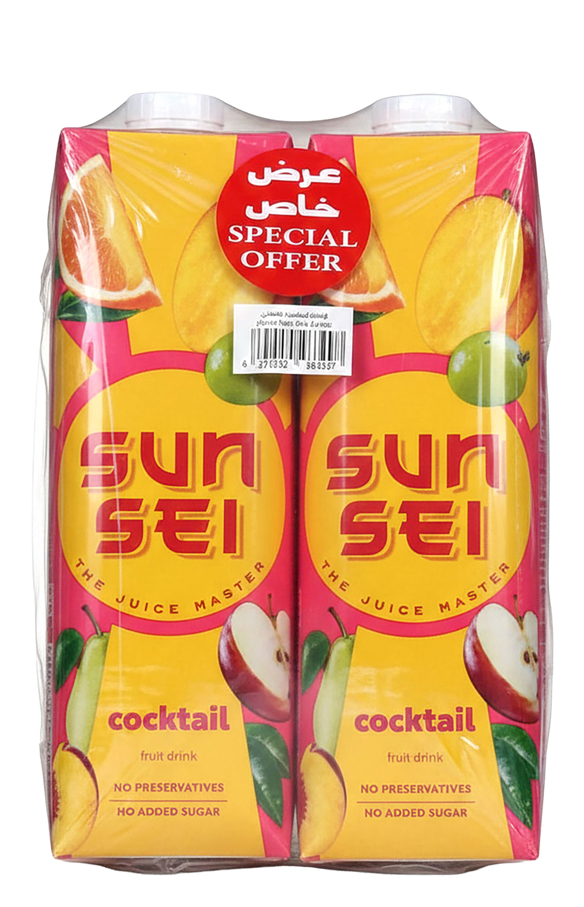 Sunsei Cocktail Fruit Drink - no added preservatives, no added sugar, 2x1L
