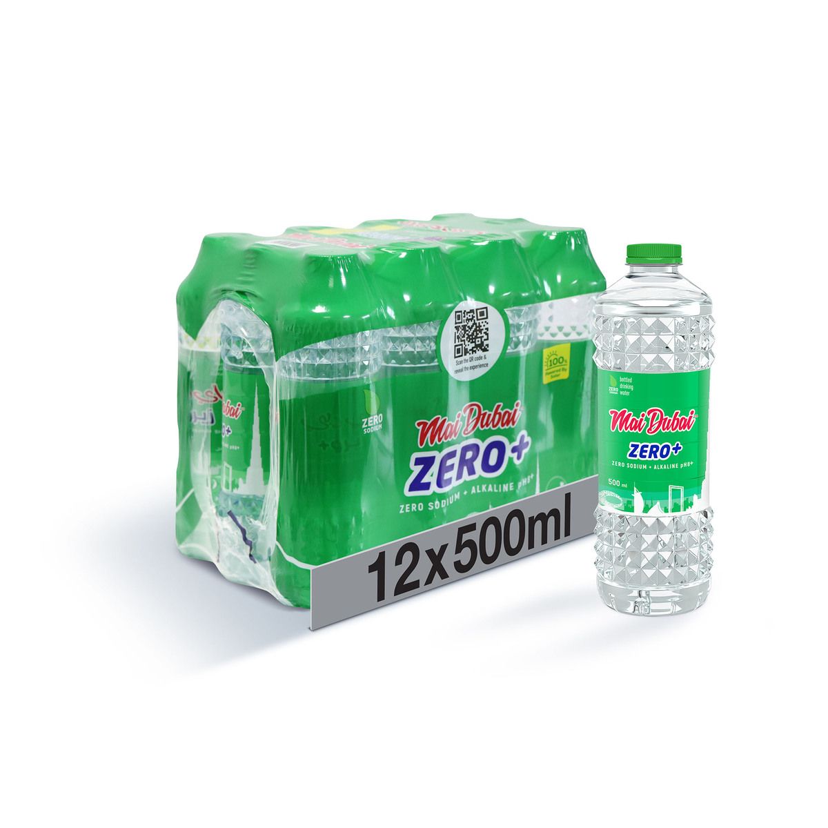 Mai Dubai Zero+ Zero Sodium & Alkaline Drinking Water, 12x500ml