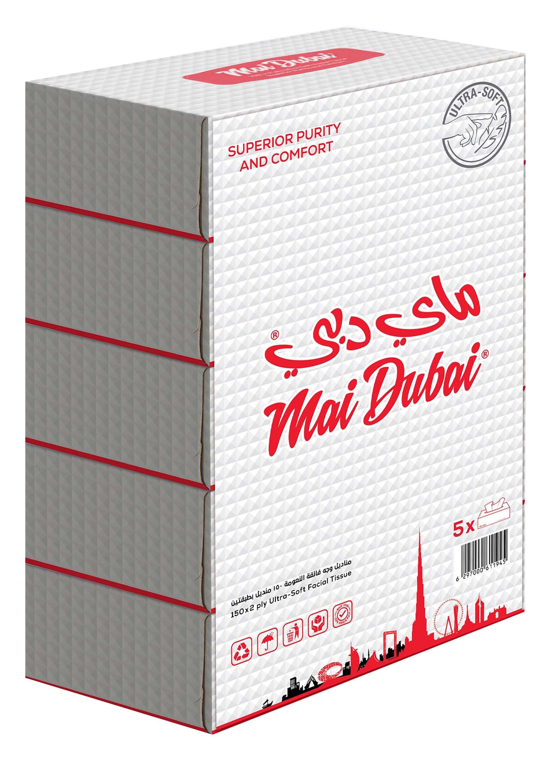 Mai Dubai Ultra Soft 2-Ply Tissues, 5x150 Pieces
