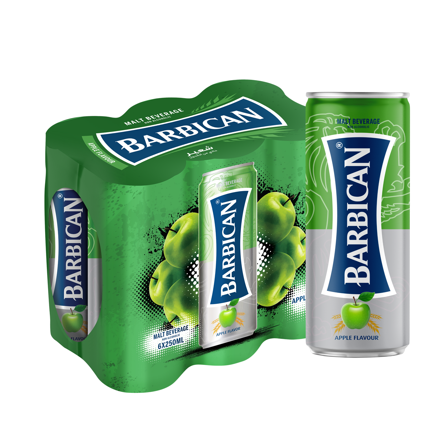 Barbican Apple Flavoured Non Alcoholic Malt Can, 6x250ml