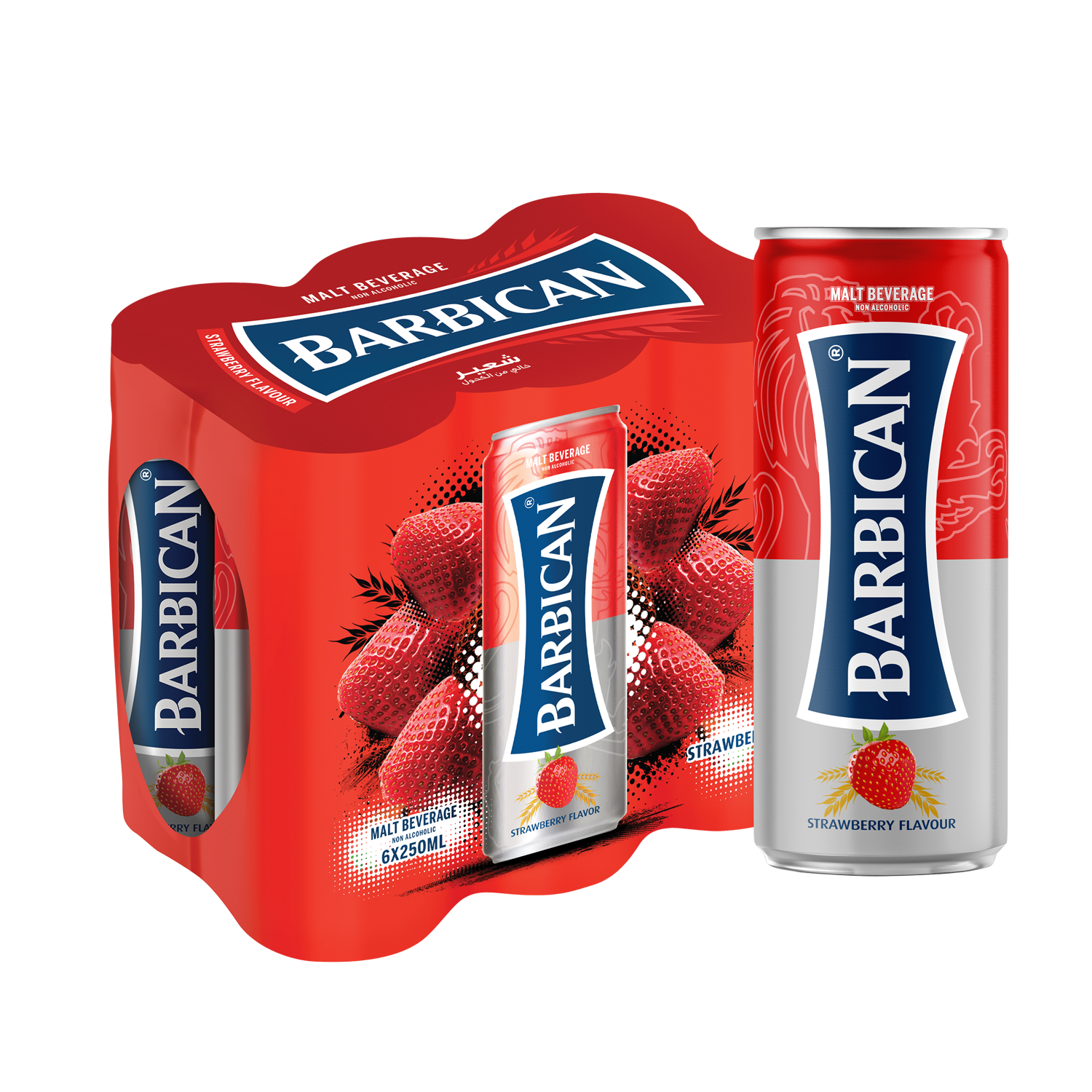 Barbican Strawberry Flavoured Non Alcoholic Malt Can, 6x250ml
