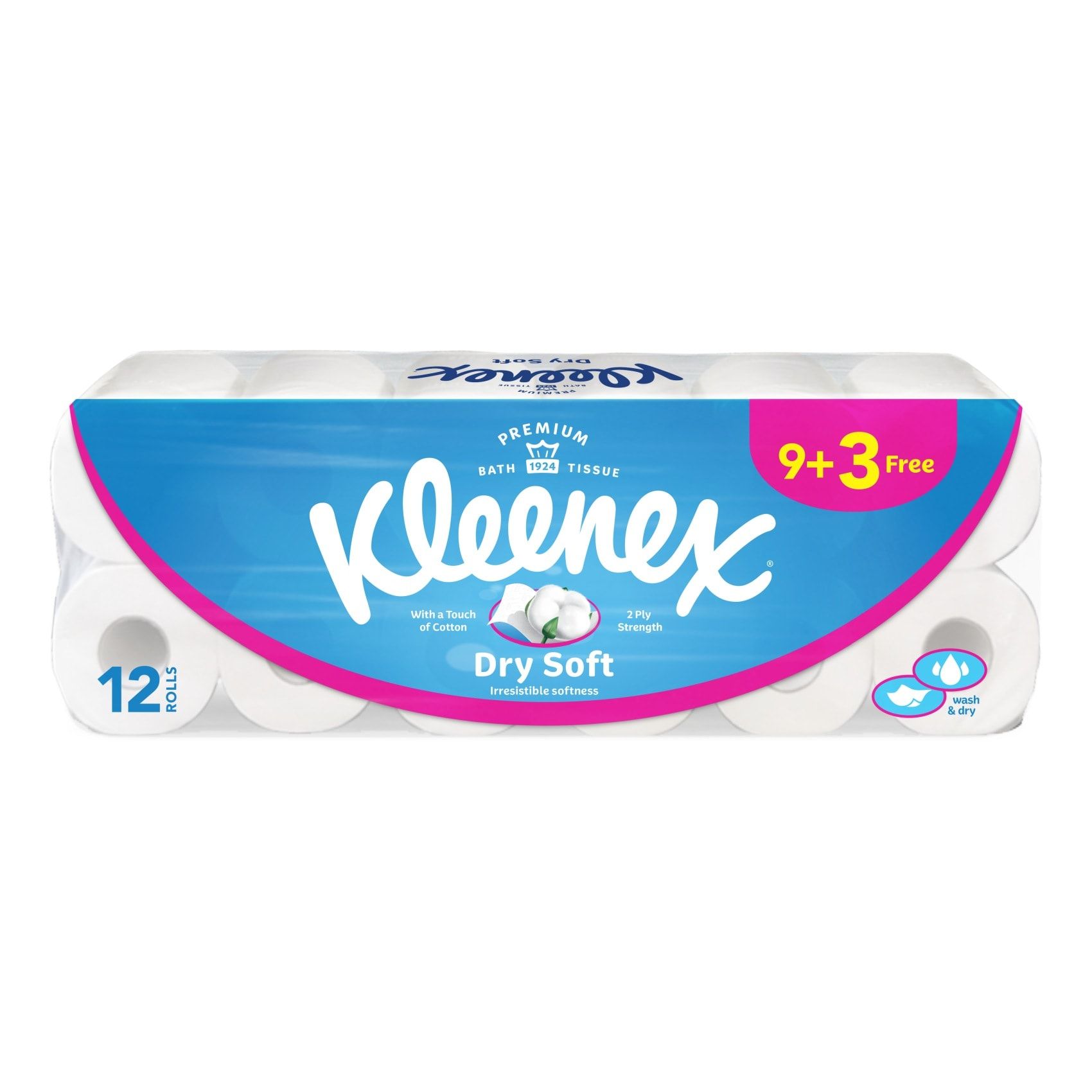 Kleenex Dry Soft Bath Tissues, 12 Rolls